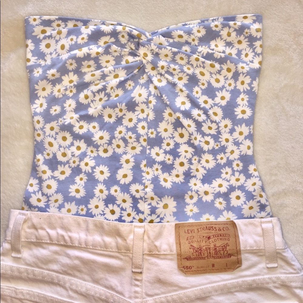 Floral Wrap Strapless Bodysuit